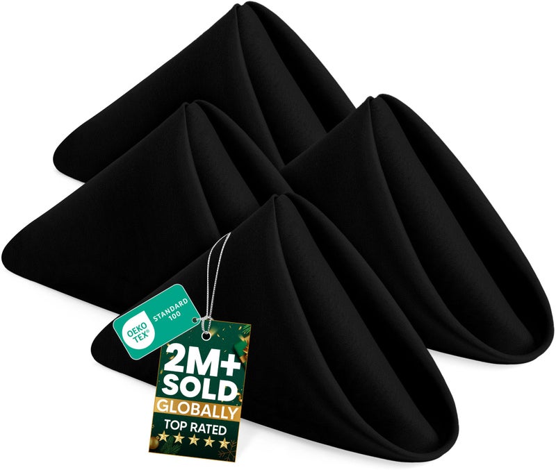 Utopia Home [24 Pack, Black] Cloth Napkins 17x17 Inches, 100% Polyester Dinner Napkins with Hemmed Edges, Washable Napkins Ideal for Parties, Weddings and Dinners - Image 1